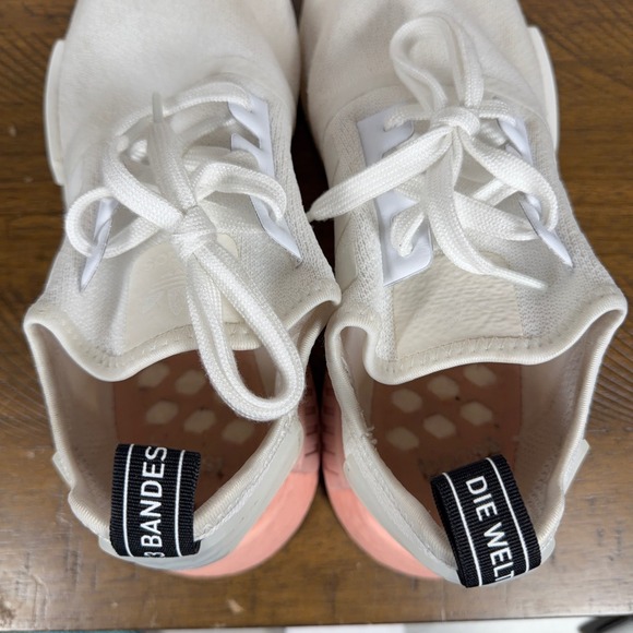 Adidas NMD R1 Shoes Mens 9 White Pink Low Top Athletic Running Sneakers Casual - Picture 9 of 10